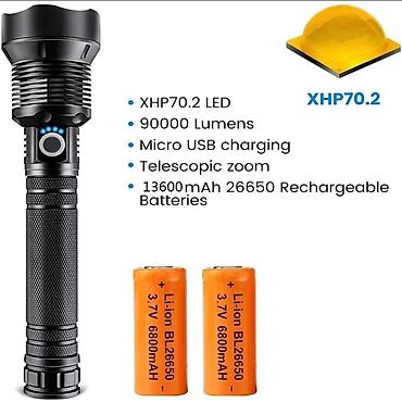 micro: Фонарь фонарик Мощный светодиодный фонарь XHP70.2 Основные — 3
