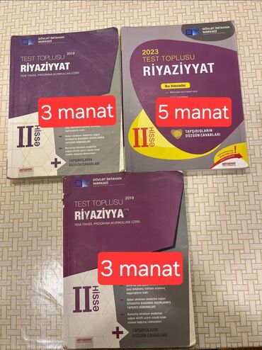Testlər: Riyaziyyat test topluları satılır 2019 olanlar 3 manat 2023 olan 5