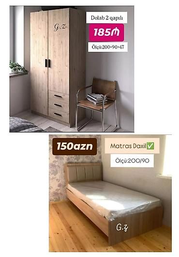 Mebel dəsti – dolab və tək nəfərlik çarpayı - Dolab: 2 qapılı, 3