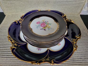 Kuhinjski setovi: Servis za torte,kolace 1945g+ Jlmenau pravi kobalt. Servis za — 9