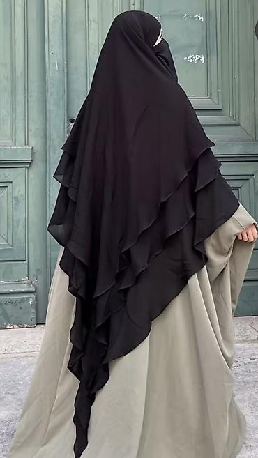 ucuz geyimlər: Məhsul: 3qat /3laylı Suffle Khimar !qara❗️❗️❗️ Təsvir: - Rəng: qara - — 1
