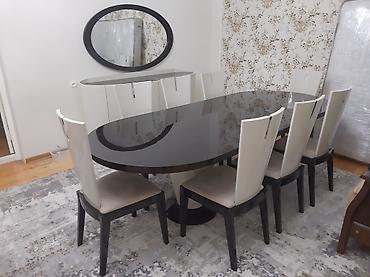 Qonaq otağı üçün, İşlənmiş, Açılmayan, Oval masa, 8 stul