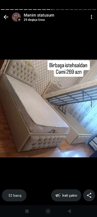 Çarpayılar: Yeni, Təknəfərlik çarpayı, Bazalı, Matras ilə, Siyirməsiz — 4