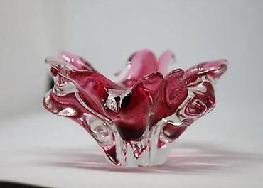 Ostali kućni dekor: Murano, ručno duvano RUŽIČASTI KRISTAL pepeljara 210gr. Murano — 7