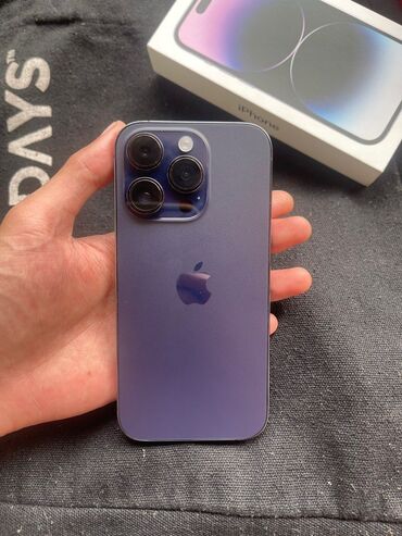 Apple iPhone: IPhone 14 Pro, 256 GB, Deep Purple, Zəmanət, Face ID, Sənədlərlə