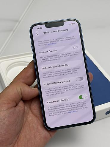 i5 12600: IPhone 13, Б/у, 128 ГБ, Синий, Коробка, 100 % — 8
