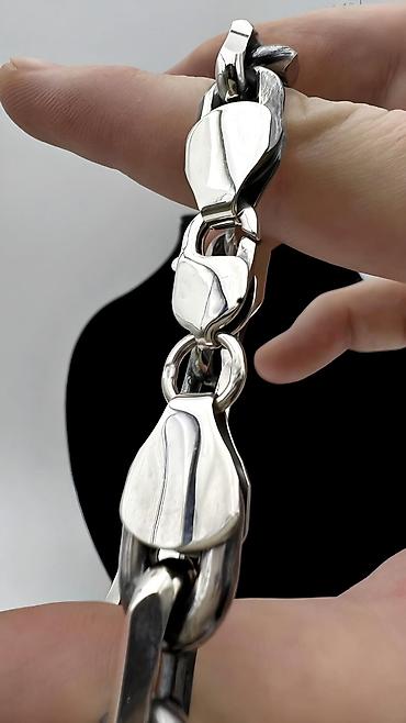 Серебряные цепочки: Серебряная цепь 60 грамм 58 см Ручная работа Изготовлен под Заказ — 26