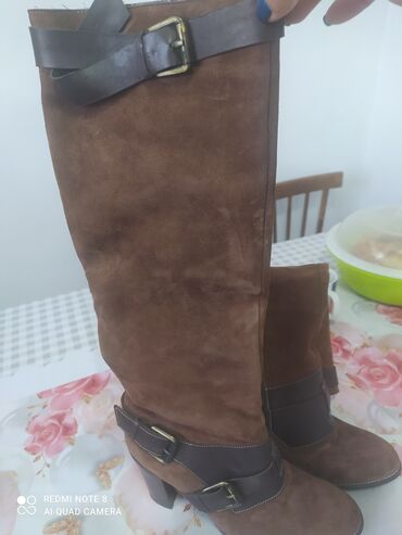 Сапоги: Сапоги Италия коричневый цвет разм,37,нарульный замша и мех — 5