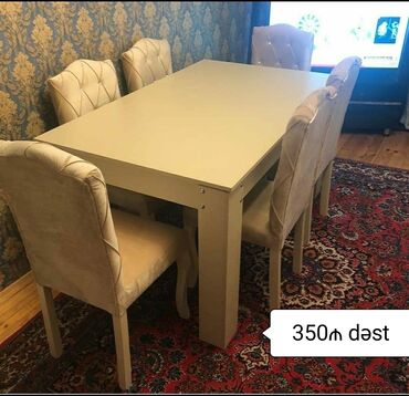 perla mebel stol stul: Для гостиной, Новый, Прямоугольный стол, 6 стульев, Азербайджан