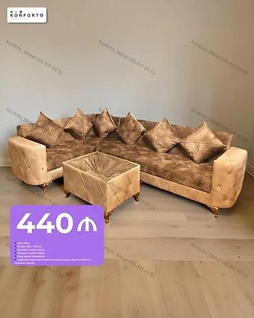 Künc divan dəsti - Ölçü: 280 × 200 sm - Material: ağac karkas, bazalı