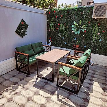 bar otracagi: Kafe/restoran/bağ üçün 1 masa + 4 stul dəsti - Masa: düzbucaqlı — 10
