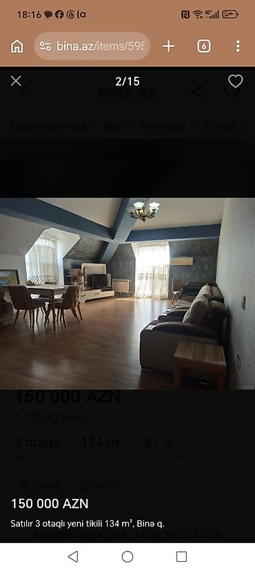 balaxanı satilan evler: 3 otaqlı, Yeni tikili, 134 kv. m — 2