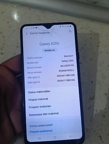 samsung ekran: Samsung Galaxy A20s, 32 GB, rəng - Qara, Barmaq izi — 3