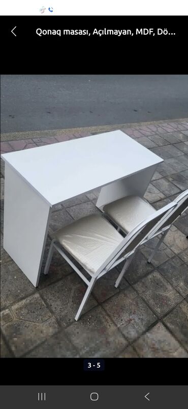 Sifarişlə yazı masaları: Düz masa, Stul ilə, Polkasız, Siyirməsiz, MDF — 2