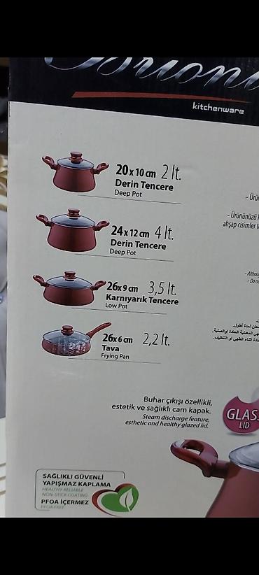 Кухонные принадлежности: İtaliya istehsalı "Brioni" qazan dəsti.220 azn. Yeni,qutusunda.Şəkil — 5