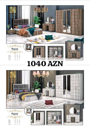 Yataq otağı dəstləri: İkinəfərlik çarpayı, Dolab, Termo, 2 tumba, Azərbaycan, Yeni — 3