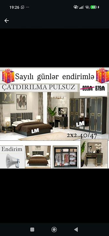 Yataq otağı dəsti – qara və qızılı detallar ilə müasir dizayn Dəst