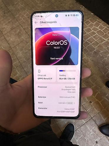 f 22: Oppo Reno 12 F, 256 GB, rəng - Mavi, Barmaq izi — 1