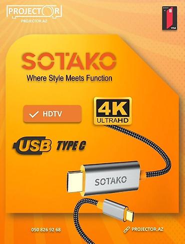 konnektor: Sotako USB-C → HDTV kabeli - 4K Ultra HD görüntü dəstəyi: yüksək — 1
