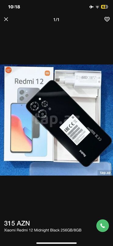 Xiaomi Redmi 12, 256 GB, rəng - Qara, 
 Zəmanət, Barmaq izi, İki sim kartlı