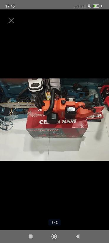 elektirik mişar: Məhsul: Akumulaytorlu zəncirli mişar (CHAIN SAW) Xüsusiyyətlər: - — 1