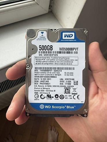 WD Scorpio Blue 2.5" HDD – 500 GB - Model: WD5000BPVT (Western lalafo.az -da WD Scorpio Blue 2.5" HDD – 500 GB - Model: WD5000BPVT (Western
