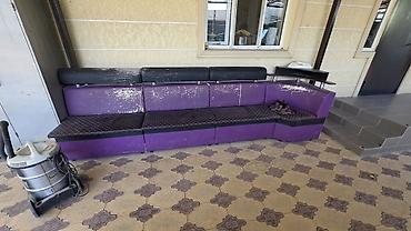 sofa: Фиолетовый модульный диван для кафе/барбершопа/приёмной. - Длинная — 1