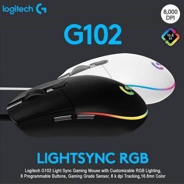 компьютерные мыши toto: Мышь Logitech G102 Lightsync Gaming RGB Оригинал. Есть белый и черный