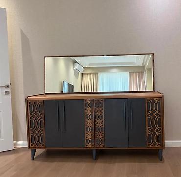 bufet biləcəri: Aynalı bufet/konsol - Modern dizayn: Təbii ağac tonları ilə — 1