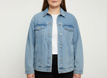 h m kurtka jeansowa damska: Denim, Kurtka jeansowa damska, rozmiar XL