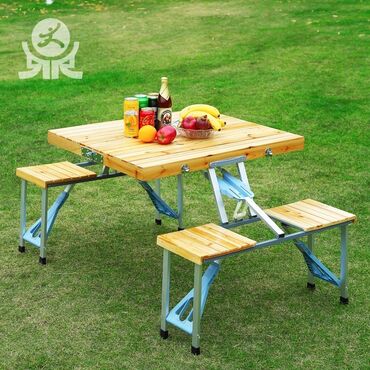 piknik masasi: Yeni, Dördbucaq masa, 4 stul, Stullar ilə