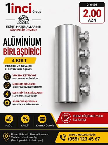 Məhsul 1: Alüminium birləşdirici – 4 bolt - Elektrik birləşmələri üçün