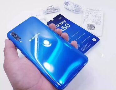 Samsung: Samsung Galaxy A50, Б/у, 128 ГБ, цвет - Синий, 2 SIM