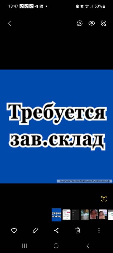 склад работа: Завскладом. Дордой Плаза ТРЦ