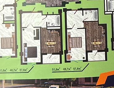этаж каинда: 1 комната, 53 м², Элитка, 5 этаж, ПСО (под самоотделку) — 2