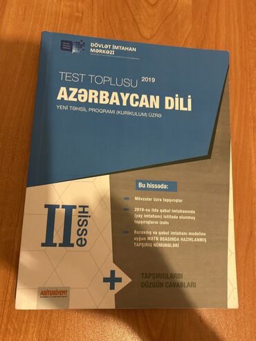 Kitablar, jurnallar, CD, DVD: Test toplusu az dili 2 hissə İçi təmizdir sadəcə cavablar cırılıb