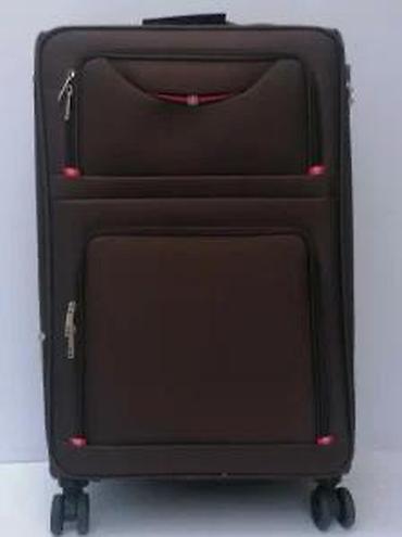 Putni koferi i torbe: Veliki kofer na točkiće – tekstilni, braon - Dimenzije: približno — 17