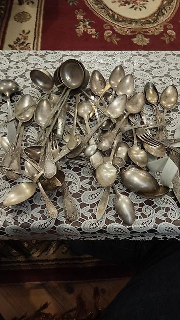 ofis ləvazimatı: Kolleksiya üçün köhnə metal çəngəl‑qaşıq dəsti - Müxtəlif ölçülərdə — 1
