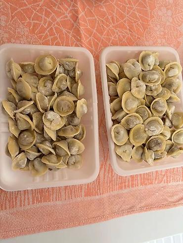 nahar yeməyi: Ev üsulu dondurulmuş pelmeni (kiçik ölçü, əl ilə bükülüb) ve esl baki — 2