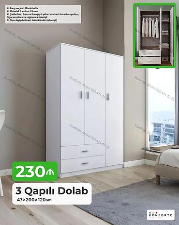 Dolablar: 3 qapılı geyim dolabı - Ölçülər: 47 × 200 × 120 sm - Material: 18 mm — 1