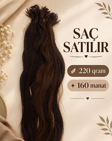 Təbii saç satılır. Çəkisi: 220 qram Qiyməti: 160 manat Rəngi tünd