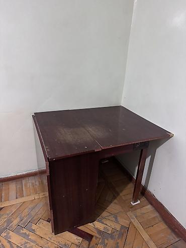 stul ev: Qatlanan yemək/çay masası - Material: taxta, tünd qəhvəyi rəng - — 1