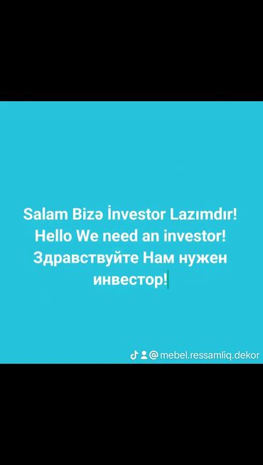 Başqa xidmətlər: Investor axtarılır!salam Hazır biznes alinmasi qurulmasi ucun bizə