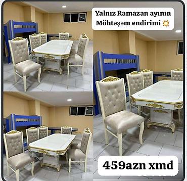 demir stul: Qonaq otağı üçün, Yeni, Açılmayan, Dördbucaq masa, 6 stul — 1