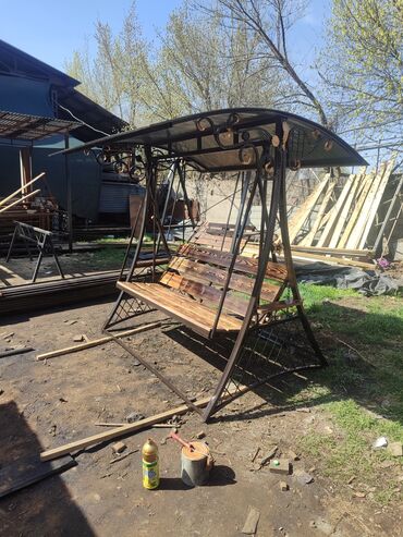 Садовые качели: Садовые качели Металл, Со спинкой, С крышей — 2