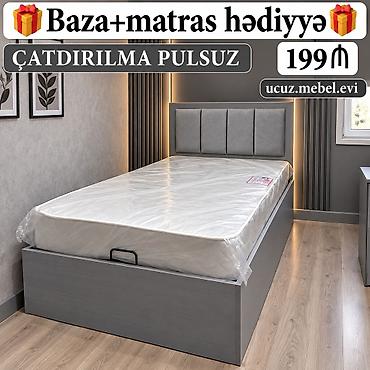 Məhsul: Baza + çarpayı dəsti, matras hədiyyə - Rəng: boz tonlarda