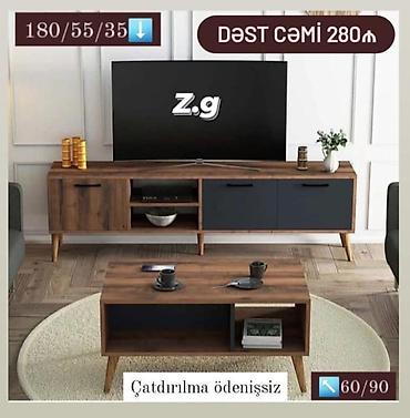 levent mebel: İki parçalı mebel dəsti – TV stendi və sehpə - Ümumi üslub: modern — 1