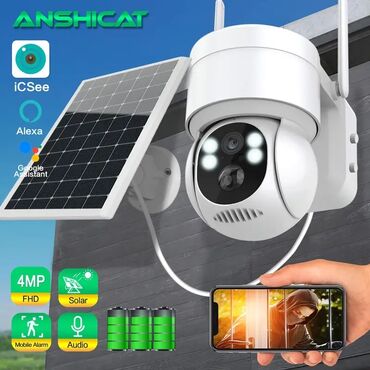 Dinamiklər və musiqi mərkəzləri: Kamera 4G sim kartli SOLAR 360° smart kamera 3MP Full HD 64gb yaddaş