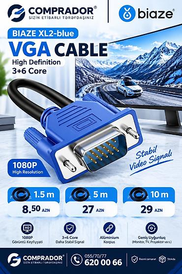 🔌 BIAZE XL2-blue - High Definition VGA Cable 3+6 Core 1.5m - 8.50 Azn