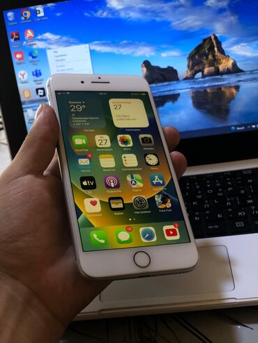 купить айфон 8 плюс новый: IPhone 8 Plus, Колдонулган, 64 ГБ, Ак, Коргоочу айнек, 83 %